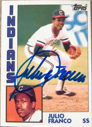 Julio Franco Signed 1984 Topps Tiffany Baseball Card - Cleveland Indians - PastPros