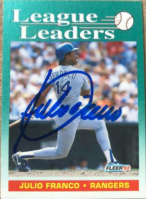 Julio Franco Signed 1992 Fleer Baseball Card - Texas Rangers - PastPros