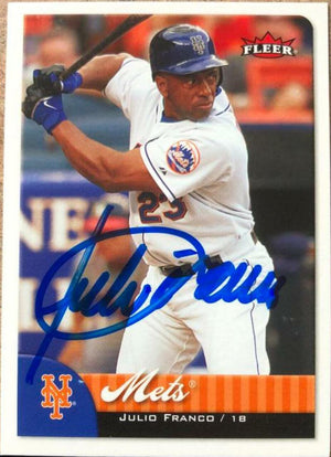 Julio Franco Signed 2007 Fleer Baseball Card - New York Mets - PastPros