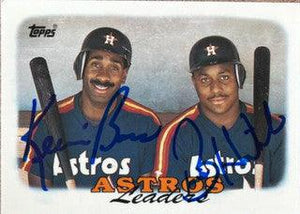 Kevin Bass & Billy Hatcher Dual Signed 1988 Topps Tiffany Baseball Card - Houston Astros - PastPros