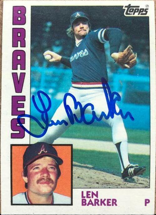 Len Barker Signed 1984 Topps Baseball Card Atlanta Braves