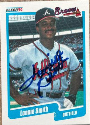 Lonnie Smith Signed 1990 Fleer Baseball Card - Atlanta Braves - PastPros