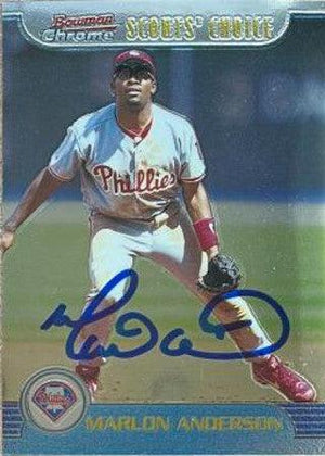 Marlon Anderson Signed 1999 Bowman Chrome Scouts' Choice Baseball Card - Philadelphia Phillies - PastPros