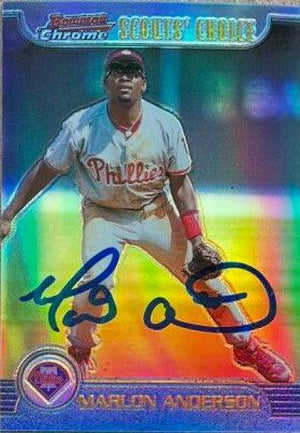 Marlon Anderson Signed 1999 Bowman Chrome Scouts' Choice Refractor Baseball Card - Philadelphia Phillies - PastPros