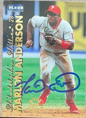 Marlon Anderson Signed 1999 Fleer Tradition Baseball Card - Philadelphia Phillies - PastPros