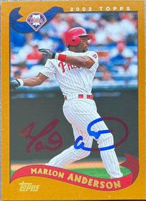 Marlon Anderson Signed 2002 Topps Baseball Card - Philadelphia Phillies - PastPros
