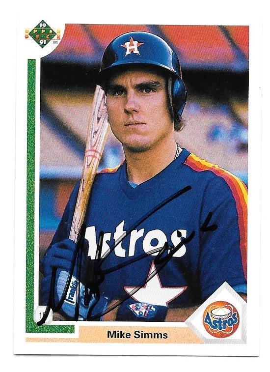 Mike Simms Signed 1991 Upper Deck Baseball Card - Houston Astros