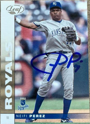 Neifi Perez Signed 2002 Leaf Baseball Card - Kansas City Royals - PastPros