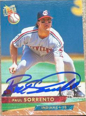 Paul Sorrento Signed 1993 Fleer Ultra Baseball Card - Cleveland Indians - PastPros