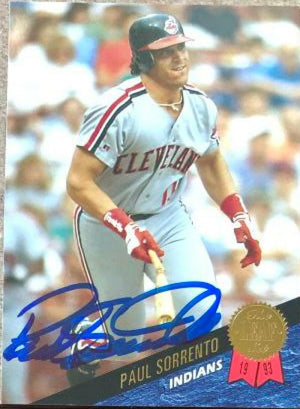 Paul Sorrento Signed 1993 Leaf Baseball Card - Cleveland Indians - PastPros
