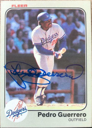 Pedro Guerrero Signed 1983 Fleer Baseball Card - Los Angeles Dodgers - PastPros