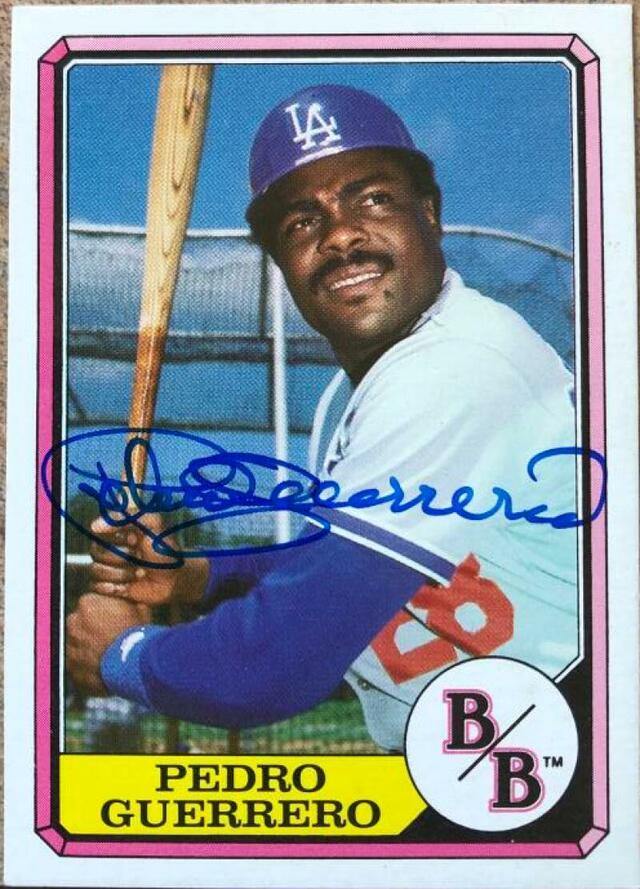 Pedro Guerrero Signed 1987 Topps Boardwalk and Baseball Card - Los