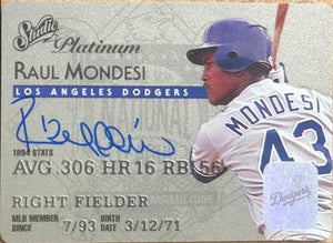 Raul Mondesi Signed 1995 Studio Platinum Baseball Card - Los Angeles Dodgers - PastPros