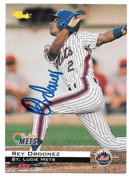 Rey Ordonez Signed 1994 Classic Baseball Card - St Lucie Mets