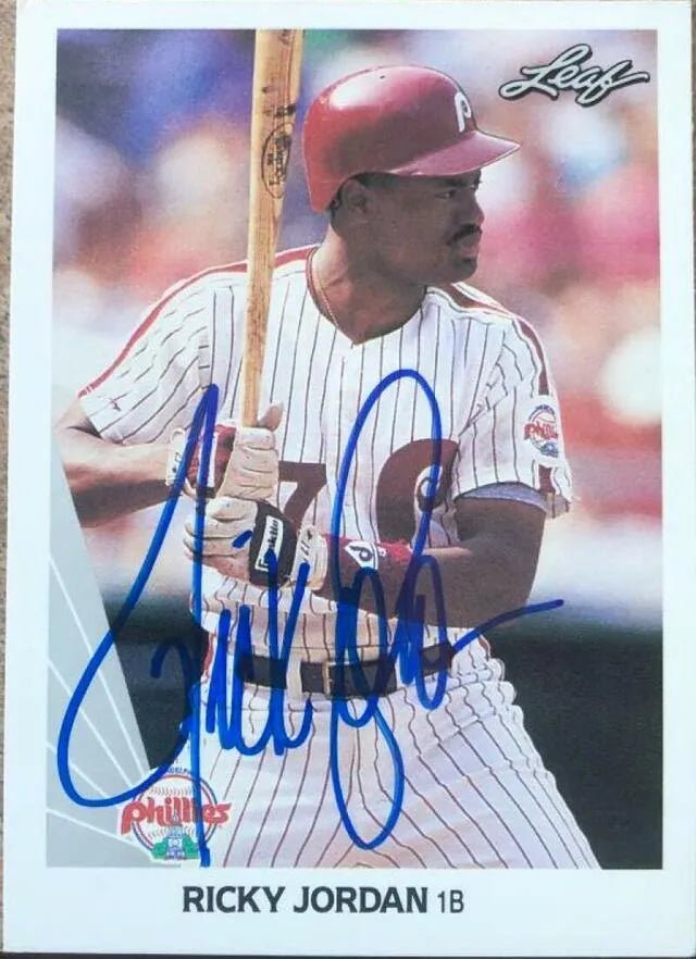 リッキー ジョーダン サイン入り 1990 リーフ ベースボール カード