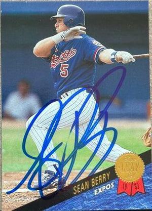 Sean Berry Signed 1993 Leaf Baseball Card - Montreal Expos - PastPros