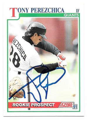 Tony Perezchica Signed 1991 Score Baseball Card - Cleveland Indians - PastPros