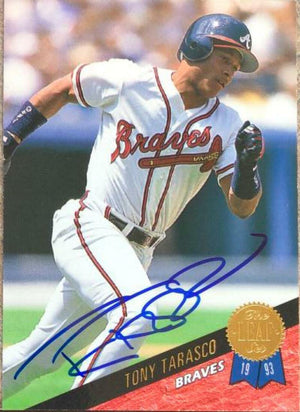 Tony Tarasco Signed 1993 Leaf Baseball Card - Atlanta Braves - PastPros