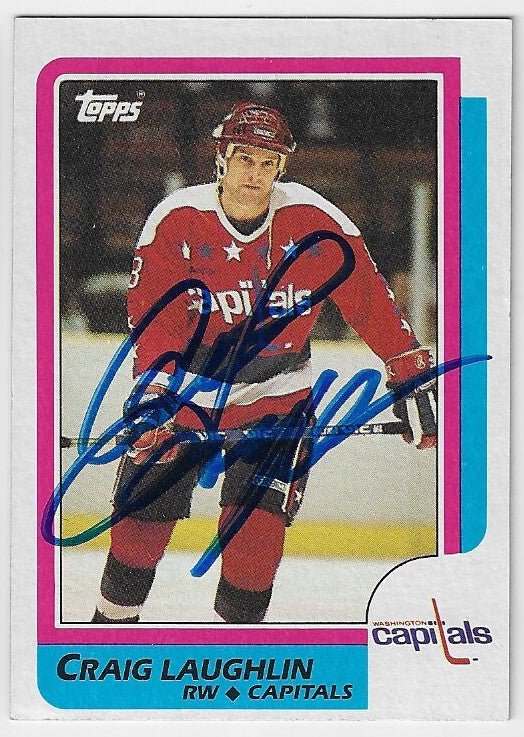 Craig Laughlin Signed 1986-87 Topps Hockey Card - Washington Capitals