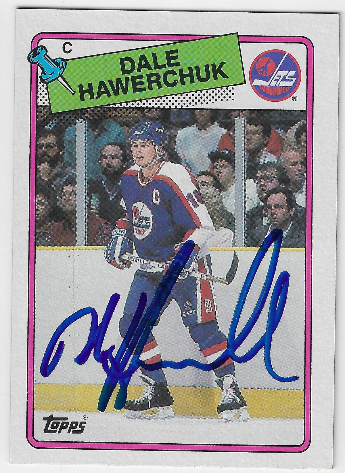 Dale Hawerchuk Signed 1988-89 Topps Hockey Card - Winnipeg Jets