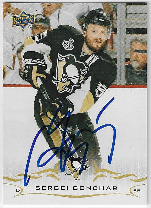 Sergei Gonchar Signed 2018-19 Upper Deck '09 Stanley Cup Anniversary Hockey Card - Pittsburgh Penguins