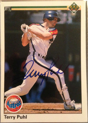 Terry Puhl Signed 1990 Upper Deck Baseball Card - Houston Astros