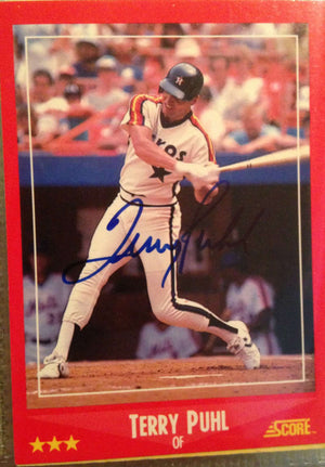 Terry Puhl Signed 1988 Score Baseball Card - Houston Astros