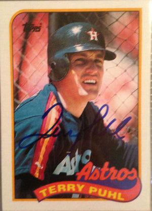 Terry Puhl Signed 1989 Topps Baseball Card - Houston Astros