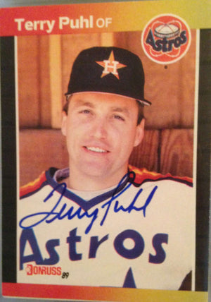 Terry Puhl Signed 1989 Donruss Baseball Card - Houston Astros