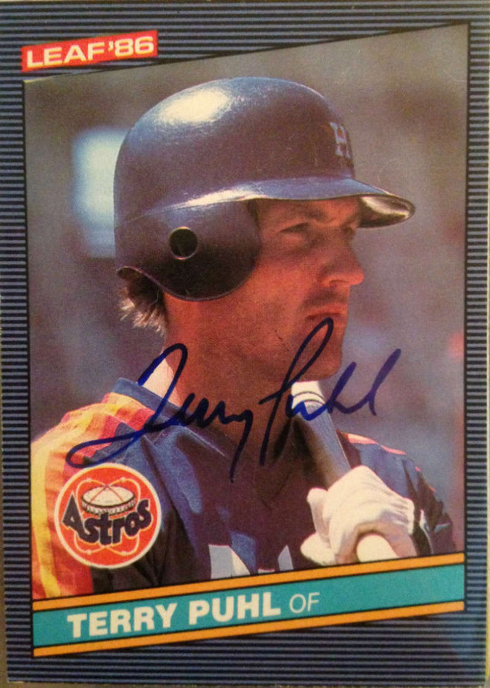 Terry Puhl Signed 1986 Leaf Baseball Card - Houston Astros