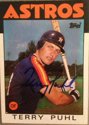 Terry Puhl Signed 1986 Topps Baseball Card - Houston Astros