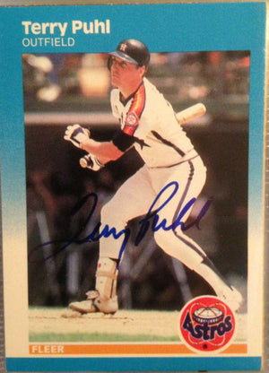 Terry Puhl Signed 1987 Fleer Baseball Card - Houston Astros