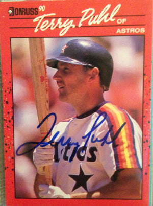 Terry Puhl Signed 1990 Donruss Baseball Card - Houston Astros