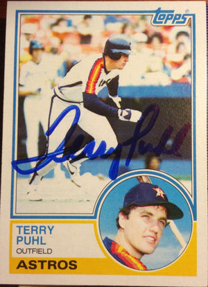 Terry Puhl Signed 1983 Topps Baseball Card - Houston Astros