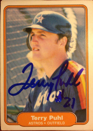 Terry Puhl Signed 1982 Fleer Baseball Card - Houston Astros
