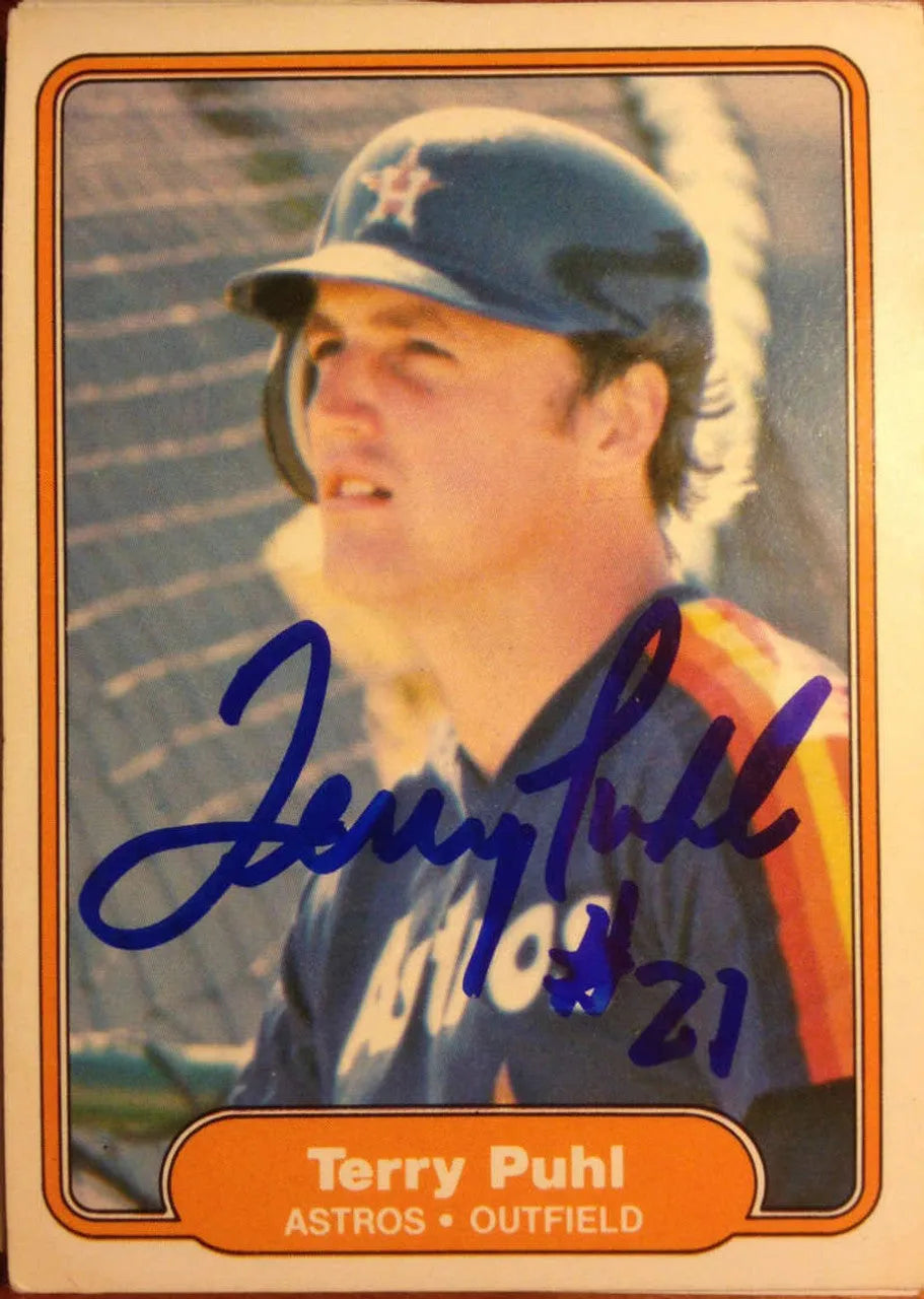 Terry Puhl Signed 1982 Fleer Baseball Card - Houston Astros