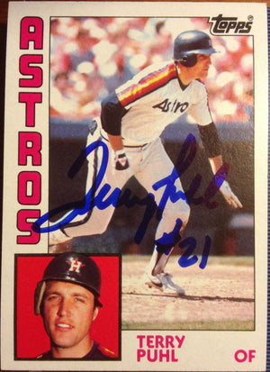 Terry Puhl Signed 1984 Topps Baseball Card - Houston Astros