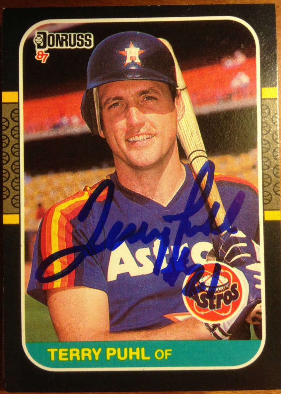 Terry Puhl Signed 1987 Donruss Baseball Card - Houston Astros