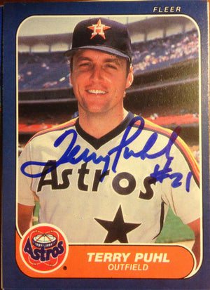 Terry Puhl Signed 1986 Fleer Baseball Card - Houston Astros