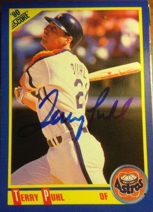 Terry Puhl Signed 1990 Score Baseball Card - Houston Astros