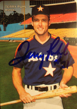 Terry Puhl Signed 1990 Mother's Cookies Baseball Card - Houston Astros