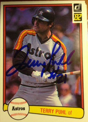 Terry Puhl Signed 1982 Donruss Baseball Card - Houston Astros