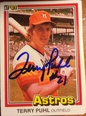 Terry Puhl Signed 1981 Donruss Baseball Card - Houston Astros