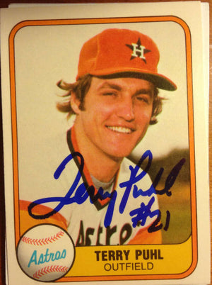 Terry Puhl Signed 1981 Fleer Baseball Card - Houston Astros