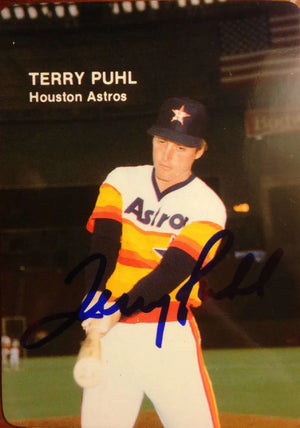 Terry Puhl Signed 1985 Mother's Cookies Baseball Card - Houston Astros