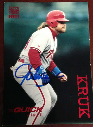 John Kruk Signed 1994 Stadium Club Baseball Card - Philadelphia Phillies