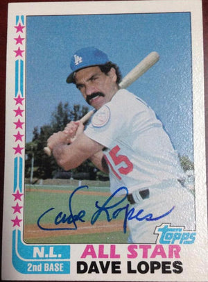 Davey Lopes Signed 1982 Topps All-Star Baseball Card - Los Angeles Dodgers #338