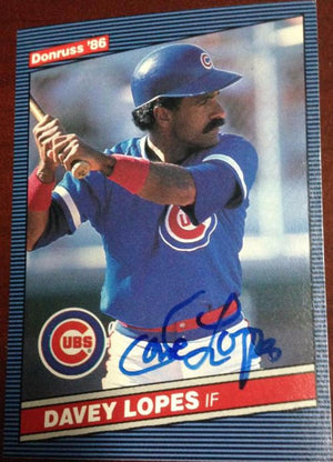 Davey Lopes Signed 1986 Donruss Baseball Card - Chicago Cubs