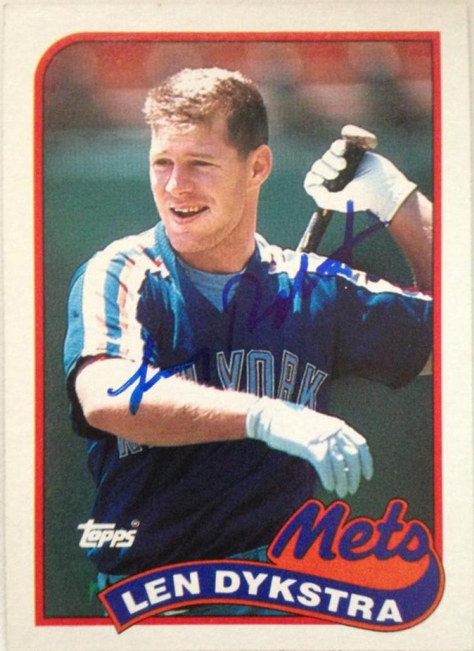 Lenny Dykstra Signed 1989 Topps Baseball Card - New York Mets