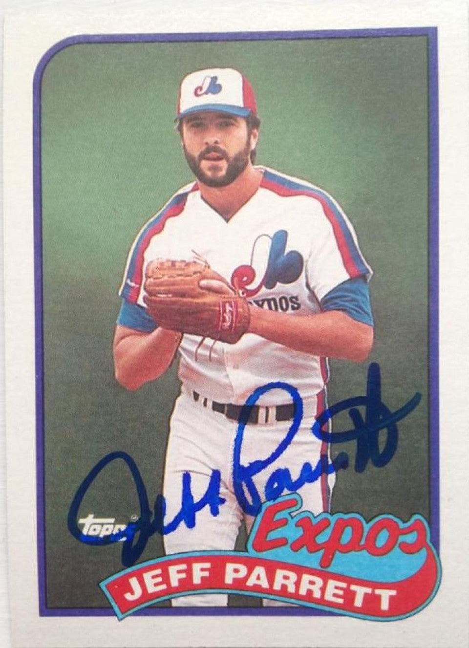 Jeff Parrett Signed 1989 Topps Baseball Card - Montreal Expos